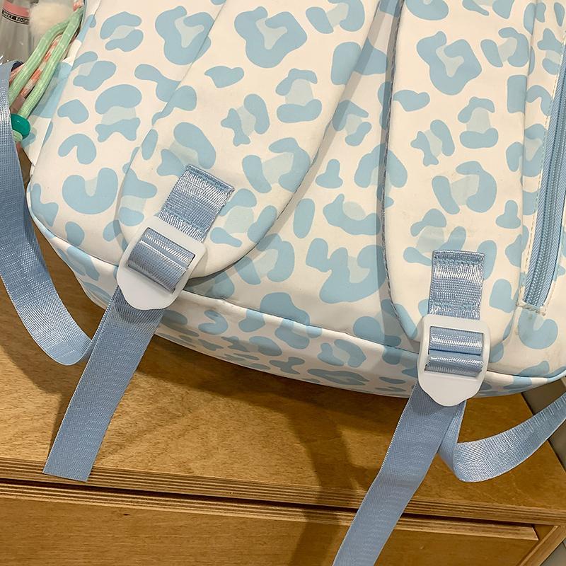 Leopard Print Backpack Junior High School Student Lightweight Schoolbag Girl's Large Capacity Backpack
