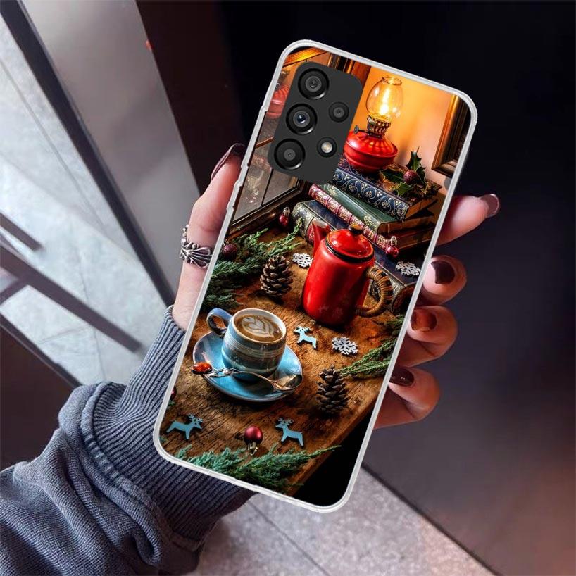 Winter Coffee Christmas Phone Case For Samsung Galaxy A17 A16 A15 A14 A13 A57 A56 A55 A54 A53 A37 A36 A35 A34 A33 A26 A25 A24 A2