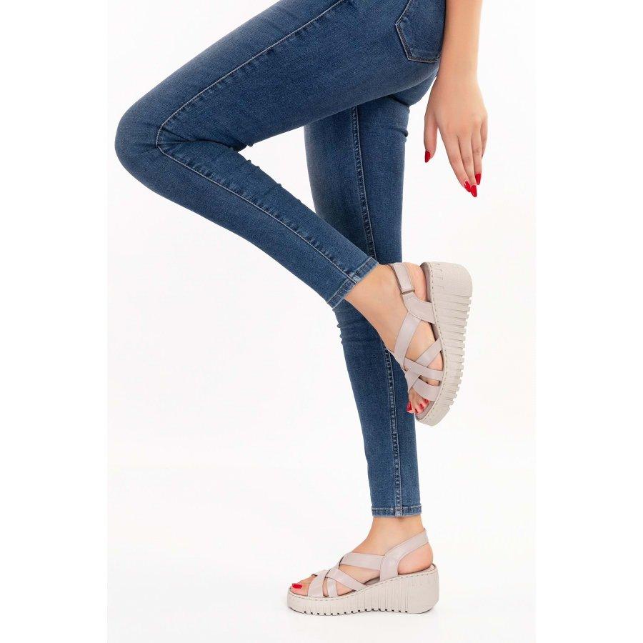 Women's Genuine Leather Sandals with Padded Heel