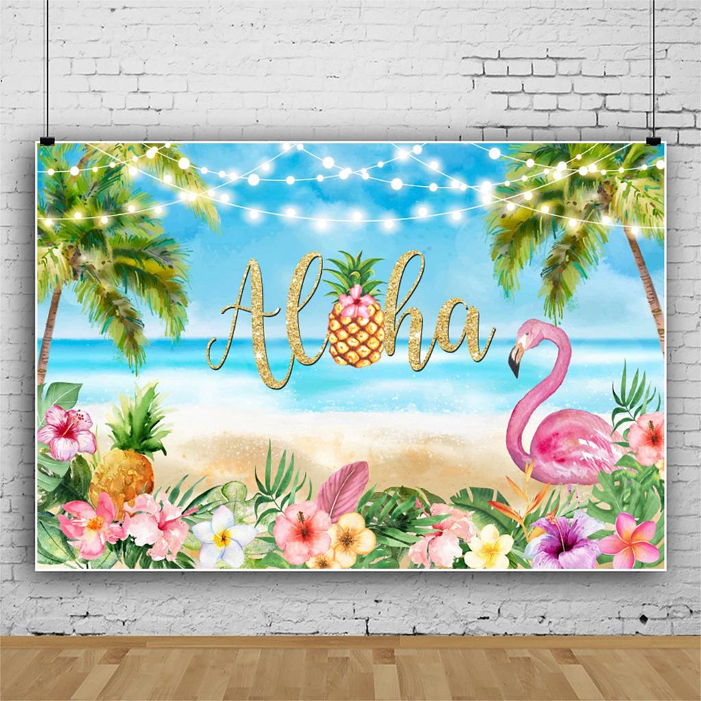 Summer Hawaii Beach Backdrop Tropical Flowers Aloha Luau Sea Surfboard Holiday Party Birthday Photography Background Decor Props