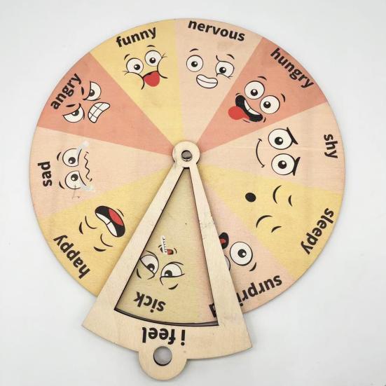 Barn Träkänslor Hjul Tecknad Uttryck Känslohantering Spinnerhjul Social Emotionell Inlärning Leksak Heminredning Småbarn Pojkar Flickor Present