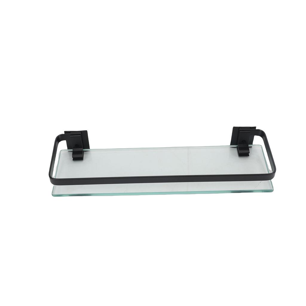 3 Sets Floating Shelf Tempered Glass Wall Storage Organizer Bathroom Toiletries Kitchen Seasonings Black
