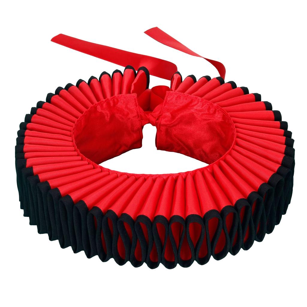 Vintage Ruffle Collar Detachable False Collar for Women Men Contrast Black Edging Clown Choker Neck Ruff Cosplay Collar