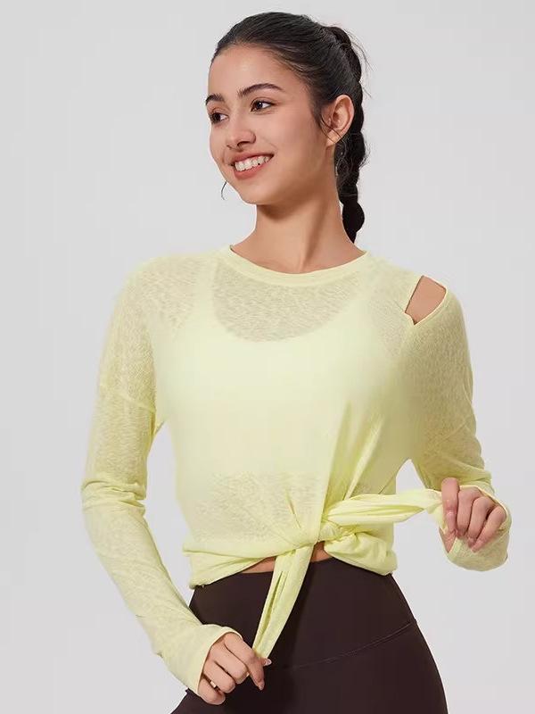 Women's Loose-Fit Breathable Sun Protection Yoga Top with Buttocks Coverage and Long Sleeves