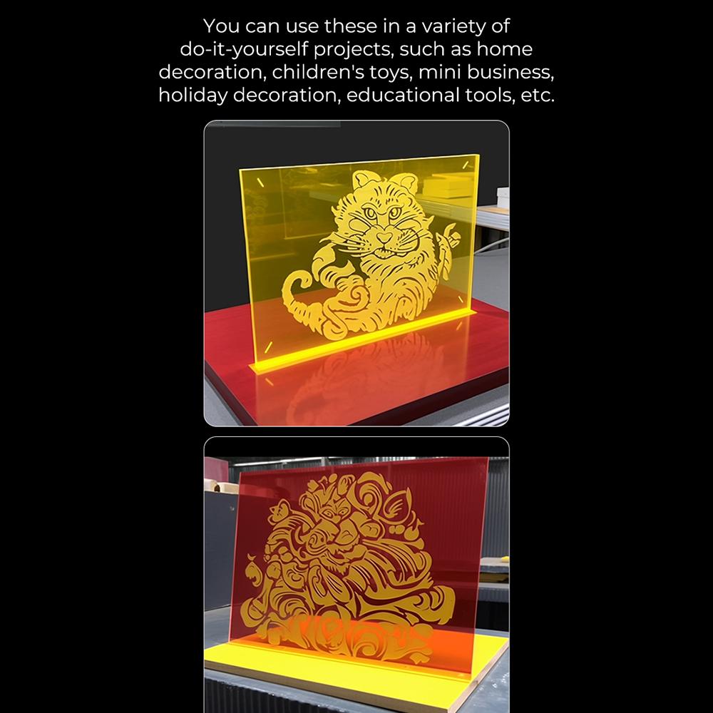 Creality 8x8x18"" Üç Renkli Şeffaf Akrilik Levhalar 10 adet CO2 lazer gravür makineleri için uygundur