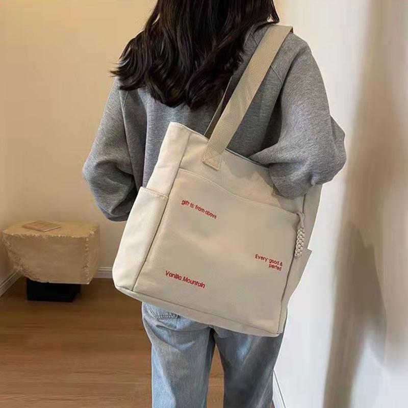 Fashionable Casual Canvas Bag Cartoon Letter Versatile Handbag Bento Bag