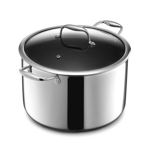 

HexClad 10-Quart Hybrid Stockpot with Glass Lid - Nonstick, Easy-to-Clean, Dishwasher and Oven Safe - Ideal for Soups, Stews, and Boiled Seafood, Silv
