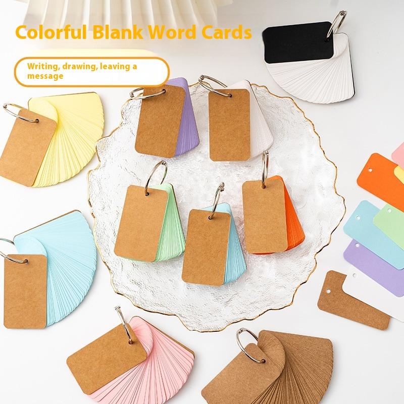 50/100Pcs Colored Blank Kraft Paper Cards Craft Cards Paper Business Message Cards Flash Card Blank For Learning Study Diy Memor