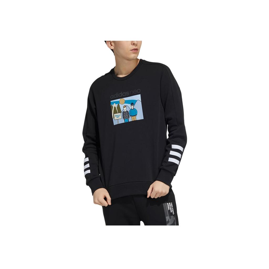 Adidas Neo Fun Print Sport Crewneck Sweatshirt Men Tops Black HA1487