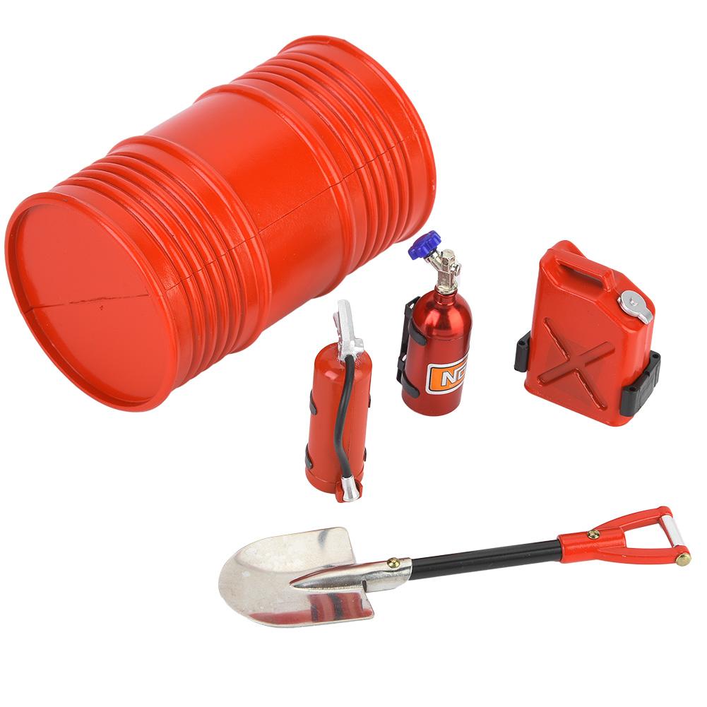 Fire Extinguisher Oil Drum Shovel Nitrogen Bottle Fit for SCX10 D90 TRX4 1 10 RC Car (Red)