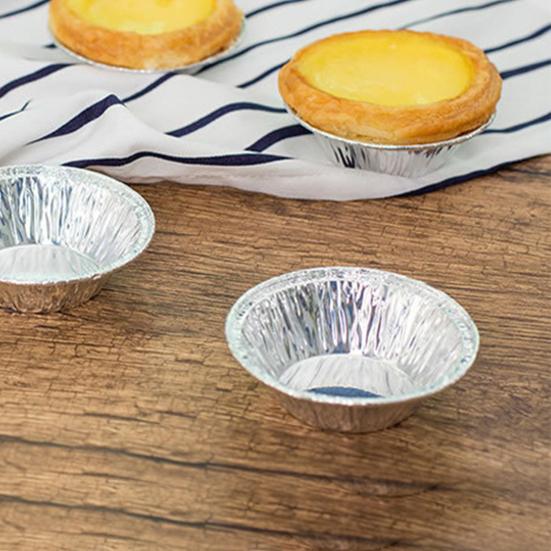 100 Pezzi Stampini per Flan d'Uovo Rotondi Usa e Getta Stagno Tazze Dessert Cupcake per Cottura Fai da Te Fondant