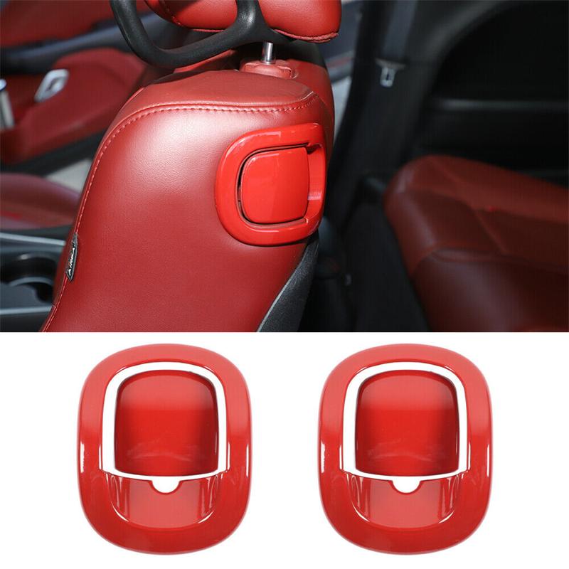 Backrest Seat Handle Button Decor Cover Bezel Trim Red For Dodge Challenger 2015- Car Accessories B