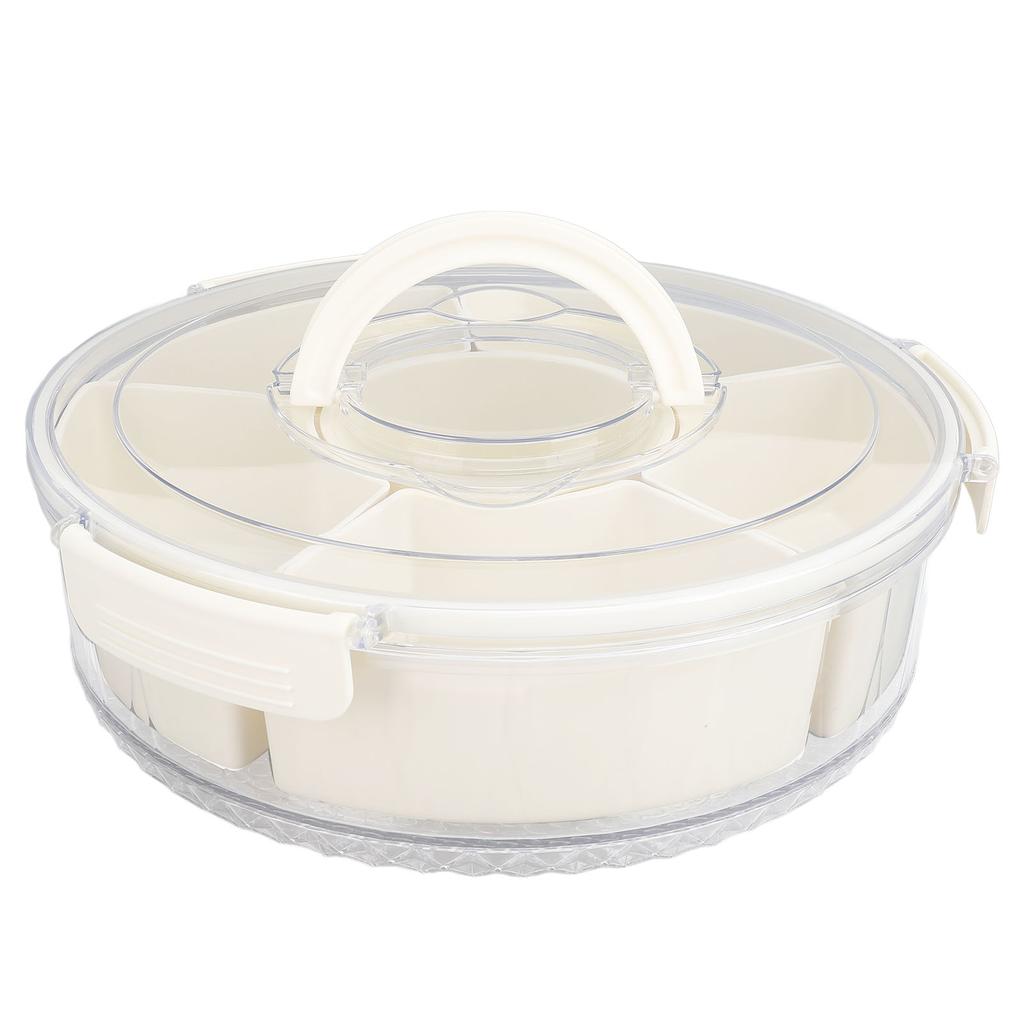 Divided Rotating Serving Tray with Lid and Handle Snackle Box Container Rotating Divided Serving Pla