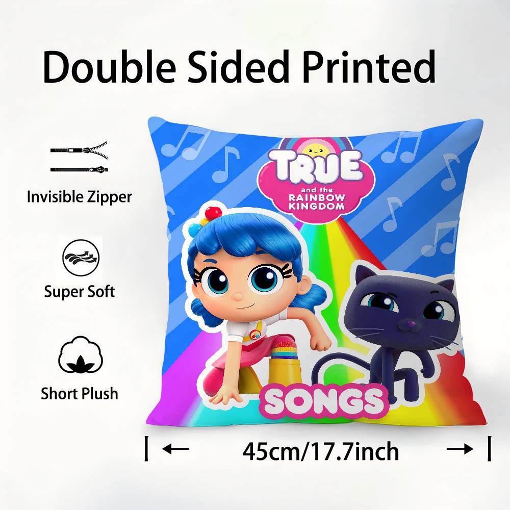 Husa de pernă T-True And The R-Rainbow Kingdom Pătrat Imprimată pe Ambele Părți Husa Pernă pentru Canapea Decor Cameră de Pat Acasă Cadou