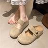 Fashion retro round head flat bottom shallow mouth single shoes women's spring and summer new versatile Mary Jane shoes