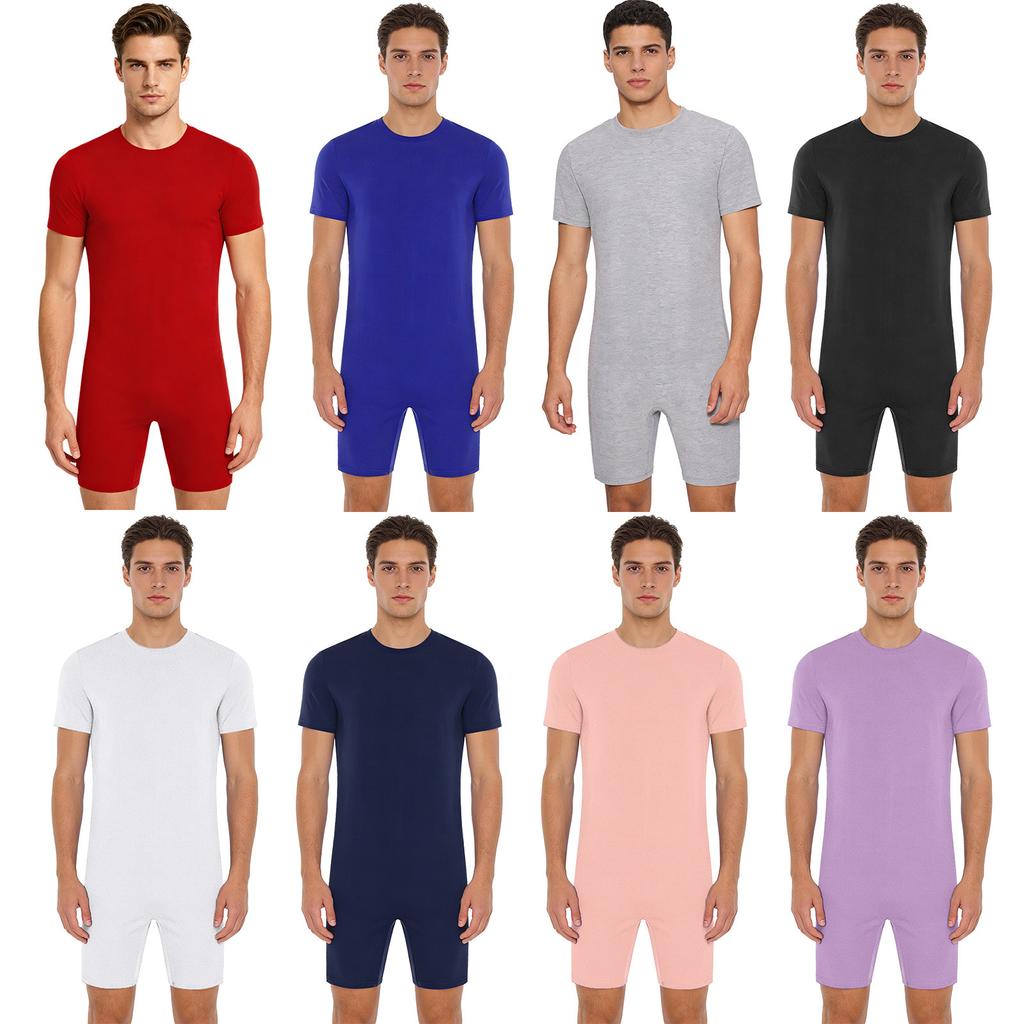 Mono Adaptable Antidesgarro Unisex Cuello Redondo Manga Corta Parte Inferior Corta Cremallera Trasera Mono de una Pieza