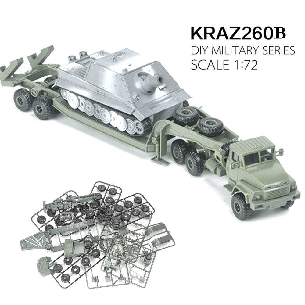 1/72 Ukraine KRAZ-260B Semi-Trailer Tractor Military Vehicle Toy Building Blocks Car Assembly Model Kit Gift DIY Army