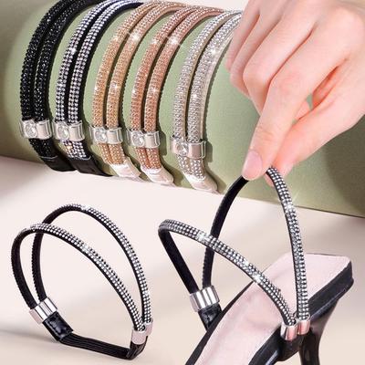 Women's High-heeled Shoes with Decorative Buckles, Lazy Shoelaces, Elastic Bands, Non Slip Heel Straps