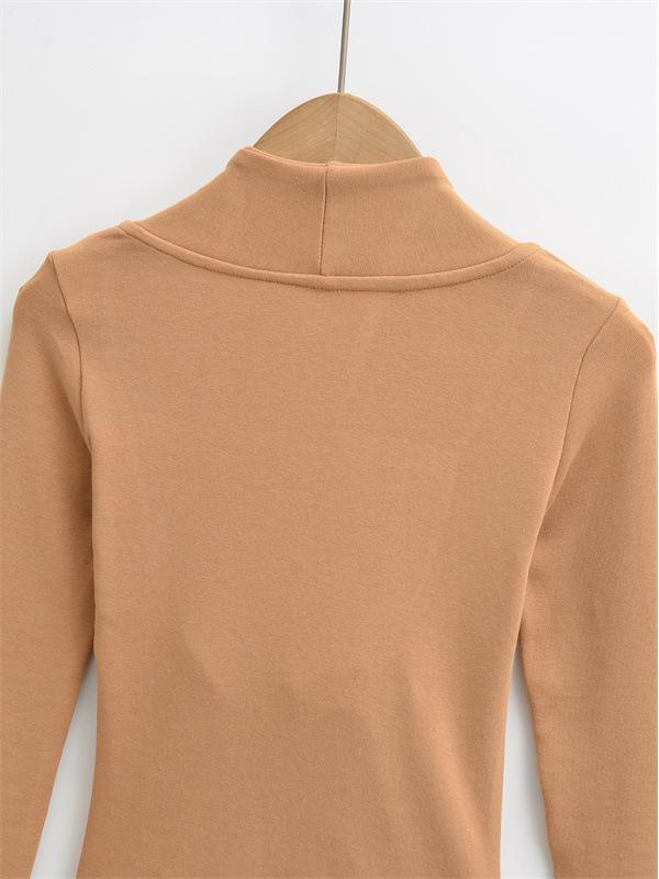 Women's Faux Cashmere Trendy Layered Long-Sleeve Tie-Up Top for Spring/Autumn
