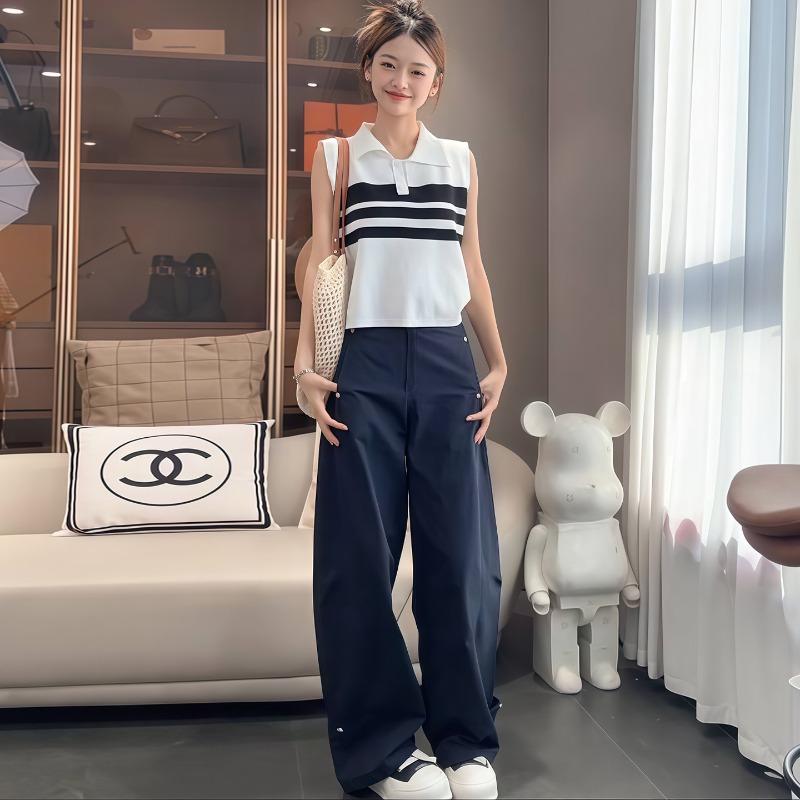 

Straight casual pants women s autumn new rivet design feeling thin loose high waist versatile scimitar pants XL темно-синий