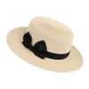 Flat Top Small Fresh Top Hat Summer Straw Hat Women's British Retro Sunshade Sunscreen Beach Bow Sun Hat