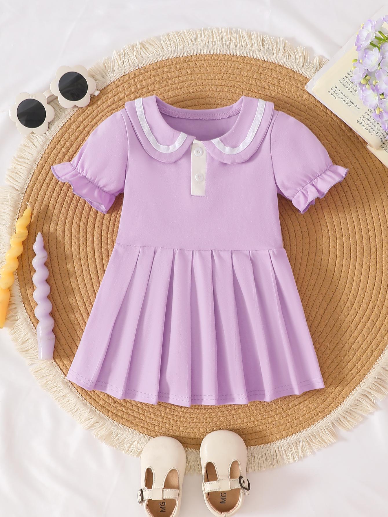 Girls Multi-color Pleated Casual Dress 3-4 Years