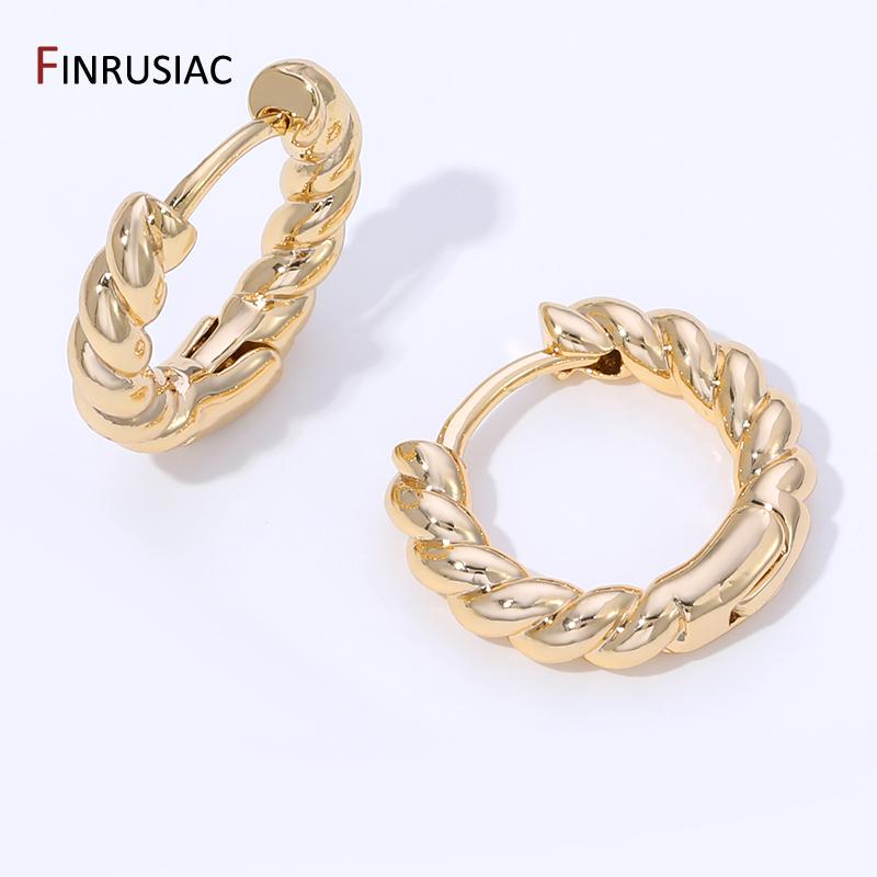14K Gold Plated Brass Round Hoop Earring For Women Girls Fashion Circle Ring Earrings  Wedding Party Gifts