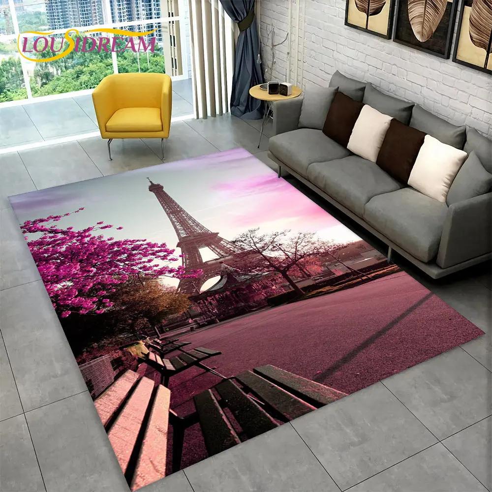 Frankrijk Parijs Eiffeltoren Romantische Kunst Gebied Tapijt, Tapijt Tapijt voor Woonkamer Slaapkamer Bank Deurmat Keuken Decor Antislip Vloermat