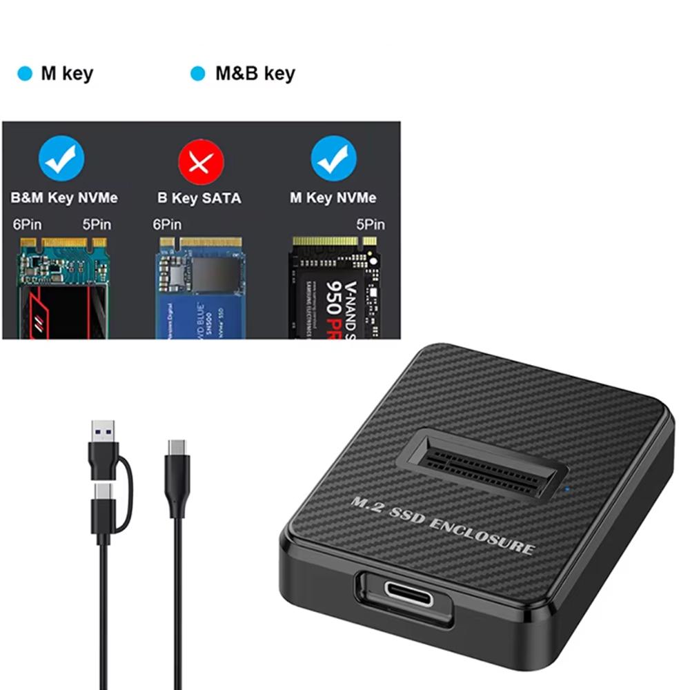 M.2 Hard Disk NVME Protocol NVME+ SATA Protocol SSD Enclosure Solid State HDD Box Laptop Notebook Extend Memory Adapter Case M.2 NVMe чёрный