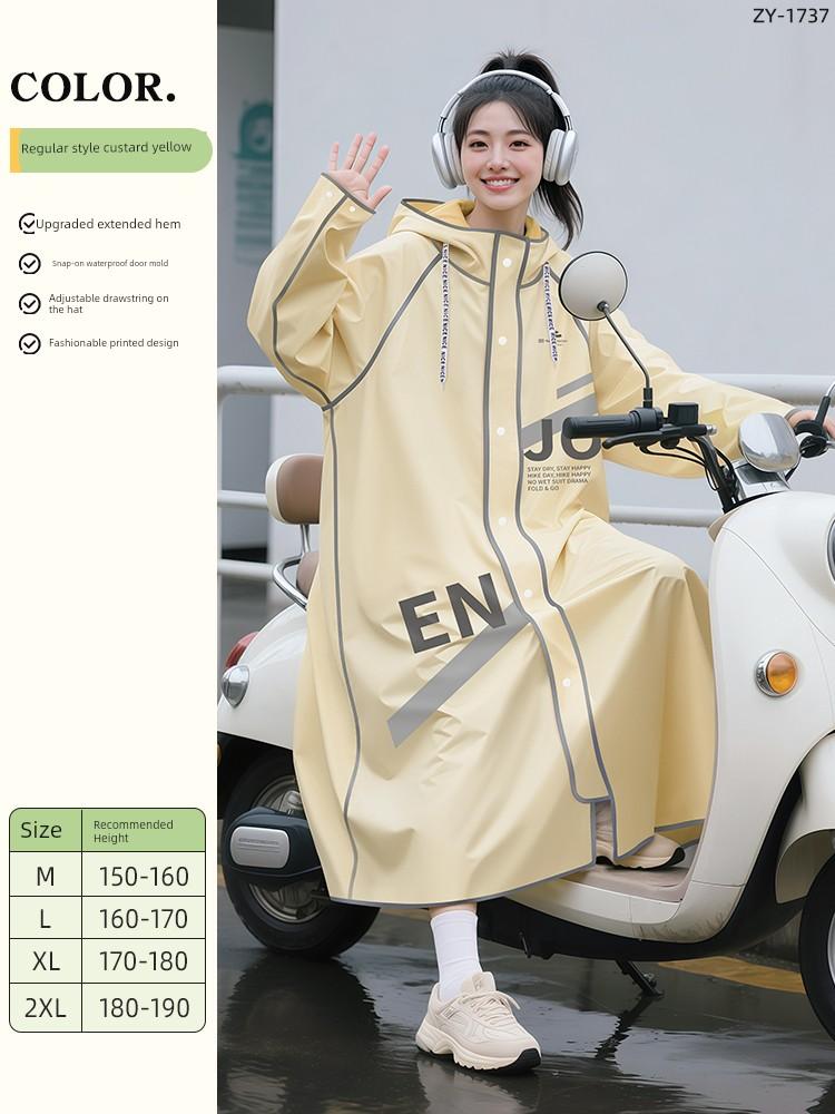 Long Raincoat for Electric Scooters, Full-Body Storm-Proof, Women's Style, Adult Outerwear, Single-Person, New Model, Electric Scooter