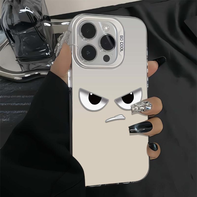 Gray Funny Cartoon Eyes Soft Phone Case Compatible for iPhone 17 17E 16 16E 15 14 13 12 11 Air Pro Max Plus