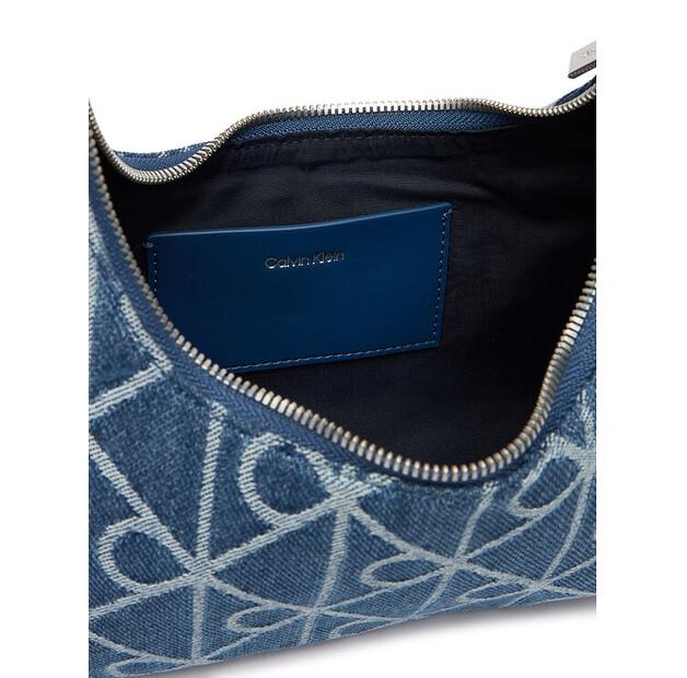 Calvin Klein Emblem Aop Denim Shoulder Bag