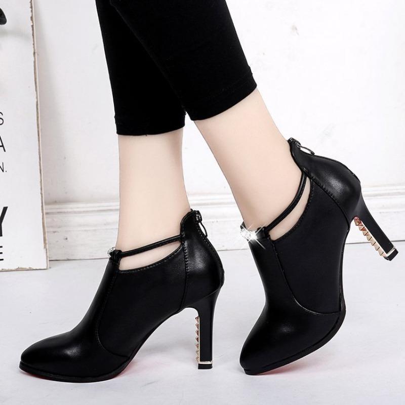 Autumn New Pointed Thin Heel High Heel Short Women's Boots Fashion After Zipper Fashion Martin Boots Women