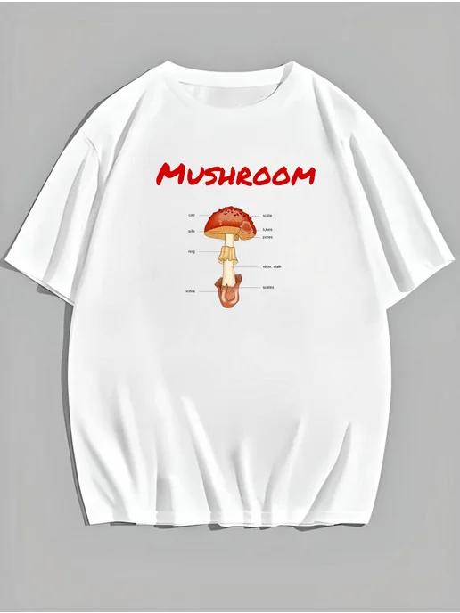 Oversized T-shirt with mushroom print 2XL