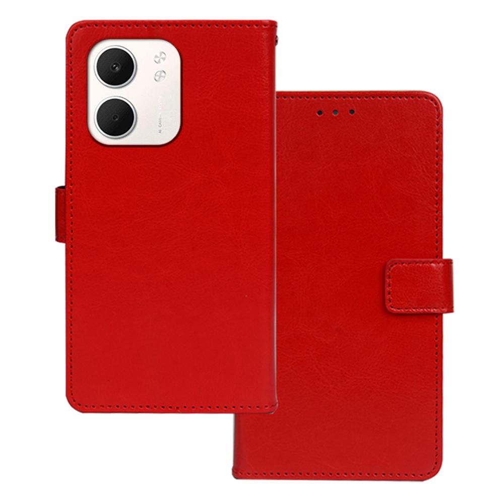 

IDEWEI For Oppo A5x 4G Case Wallet Leather Phone Cover Crazy Horse Texture Red