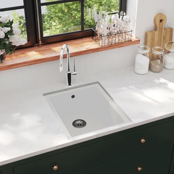 VidaXL Evier de Cuisine avec Trou de Trop-plein Evier Encastré Extra-profond Evier Carré Décoration de Cuisine Maison 147076