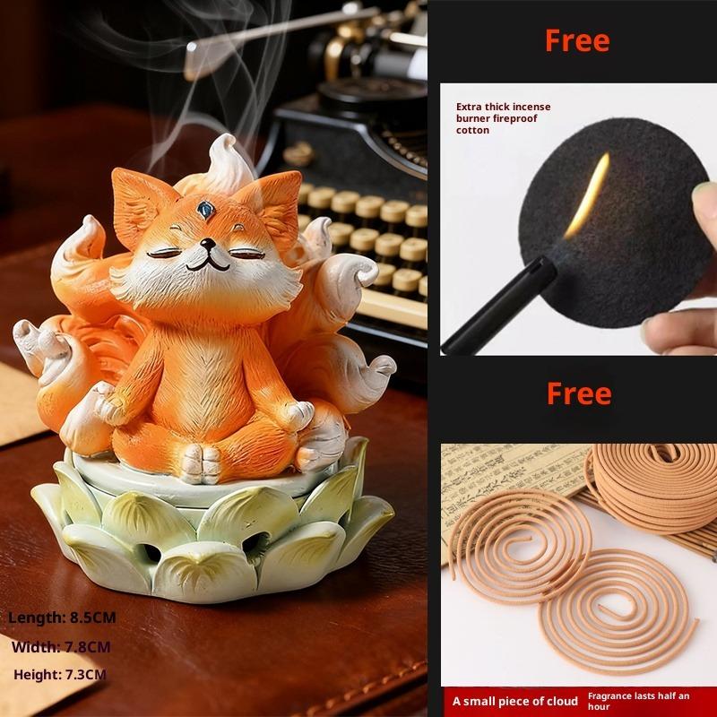 

Мистическая курильница в виде девятихвостой лисы, креативный держатель для спиральных благовоний для стола, домашний декор в китайском стиле для комнаты для медитаций