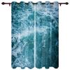 Blue Sea Water Wave Landscape Windows Curtains for Bedroom Modern Printing Blinds Curtain For Living Room Home Decor