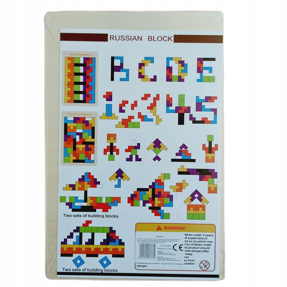 Wooden Tetris Blocks Puzzle Game Logic Montessori Eco 40 Pieces