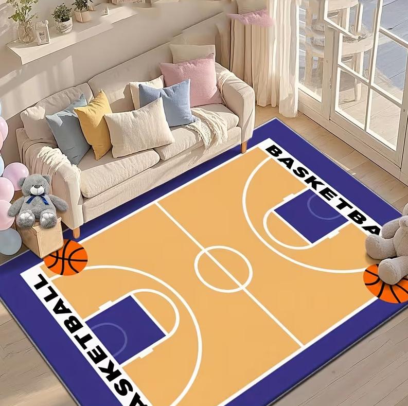Basketball Court Carpet Anti Slip Outdoor Mat Basketball Theme Design Terraces Durable Suitable for Rooms Decorative Carpets