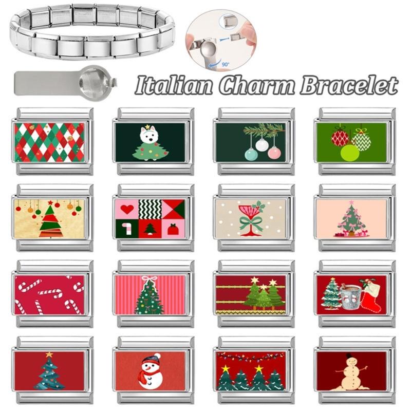 Bracelet Making Supplies Christmas Theme Beads Italian Charm Link Making Accessary Bracelet Module Suitable for Bracelet