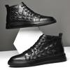 Men's Shoes High-top Lace-up Crocodile Pattern Board Shoes Men's First-layer Cowhide Martin Boots Foreign Trade Autumn and Winter Sports and Leisure 
