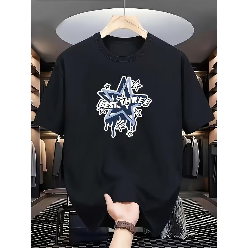 European sizes Summer Men's Outdoor Fitness Short Sleeve Spandex Round Neck Versatile English Font T-Shirt