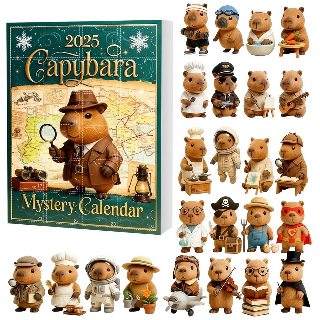 Christmas Capybara Advent Calendar Blind Box With Acrylic Figurines For Festive Decorations