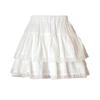 Plus Size White French Ballet Puffy Layered Ruffle A-Line High Waist Lace Skirt