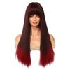 Attention To Ordering - Wig Long Straight Hair European American Style Black Gradient Red Curly Headband Full Top 24 Inches