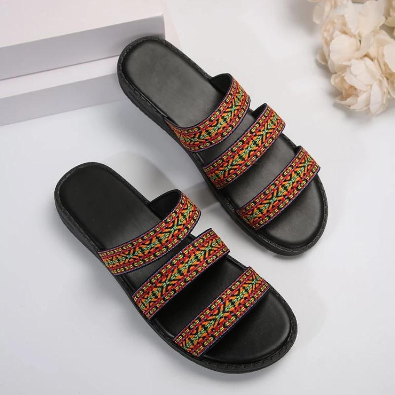 Camouflage Tape Buckle Casual Flat Thick Sole Slippers Women Open Toe Platform Sandals Summer Outdoor Vacation Shoes Unisex