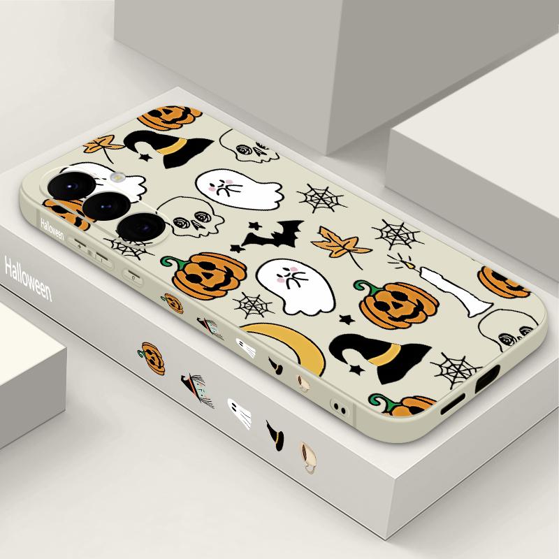 Lanyard Phone Case For Samsung Galaxy A56 A17 A26 A16 A36 A55 A54 A53 A15 S24 S25 FE S25 S22 S23 Ultra Plus Pumpkin Patterned Cover