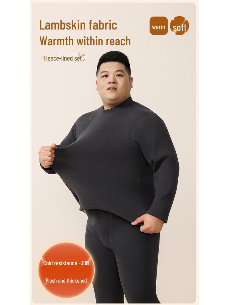 Herren Übergröße Extra Warmes Fleecegefüttertes Unterwäscheset für Herbst und Winter