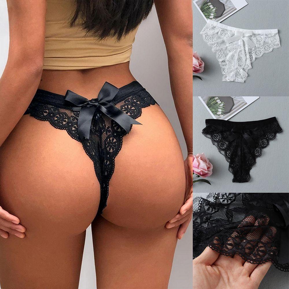 Lingerie Sexy Underpants Lace Flowers Hollow Bow Panties Women's Underwear G String Thong